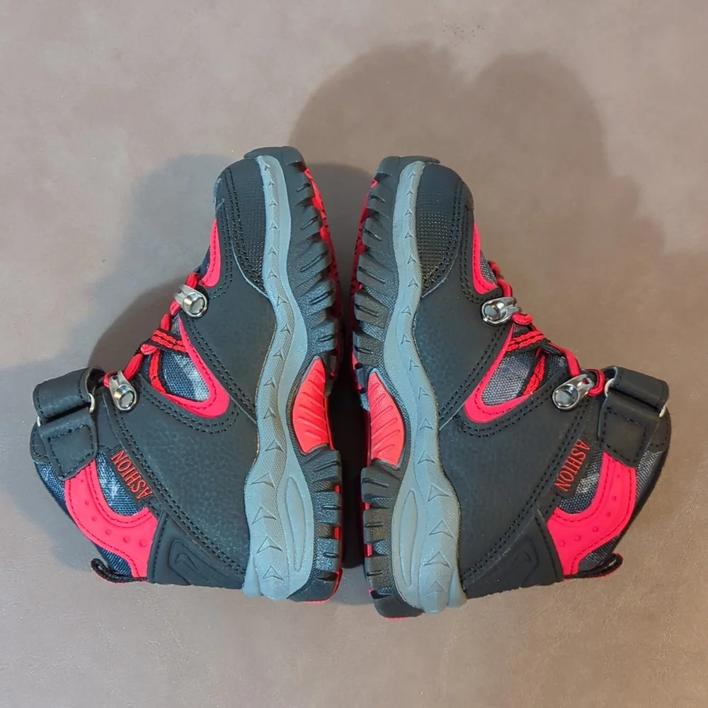 Vitike Ashion Outdoor Crampons Hiking Snow Boots Red on Black Size 9